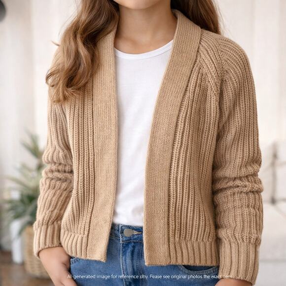 Gap Kids Other - GAP Kids Chunky Knit Open Front Cardigan Beige XXL Cotton